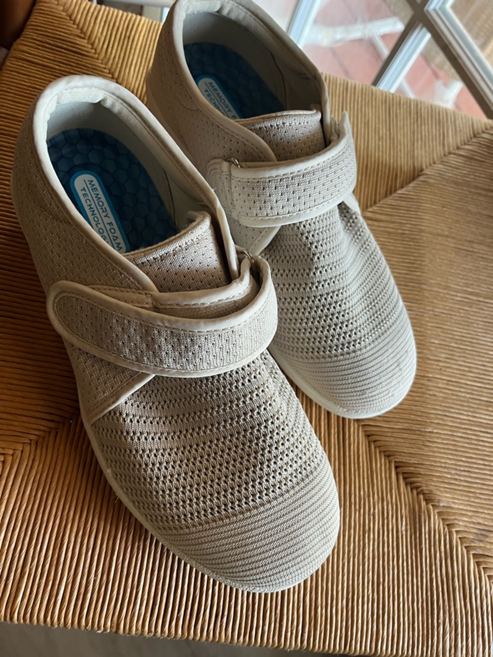Comfort Knit Velcro Slip-On Sneakers - Neutral Beige